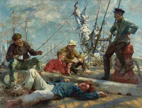 Henry Scott Tuke The midday rest sailors yarning oil painting picture